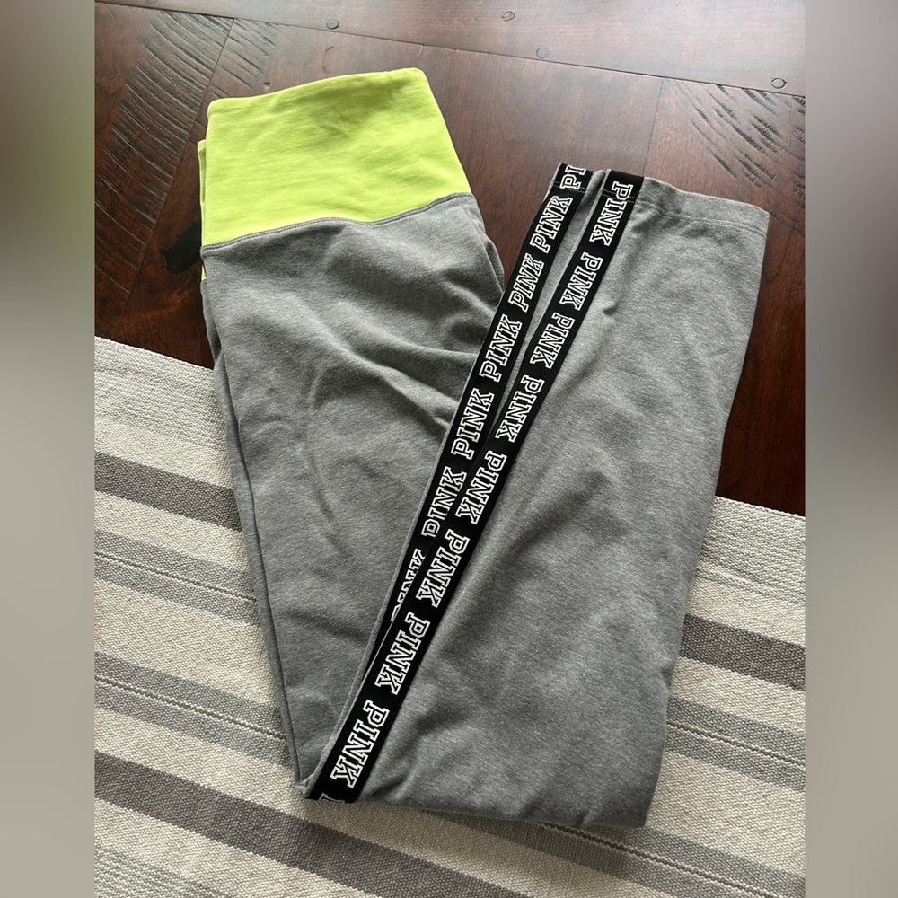 VS PINK Neon Green Cotton Yoga Leggings Large